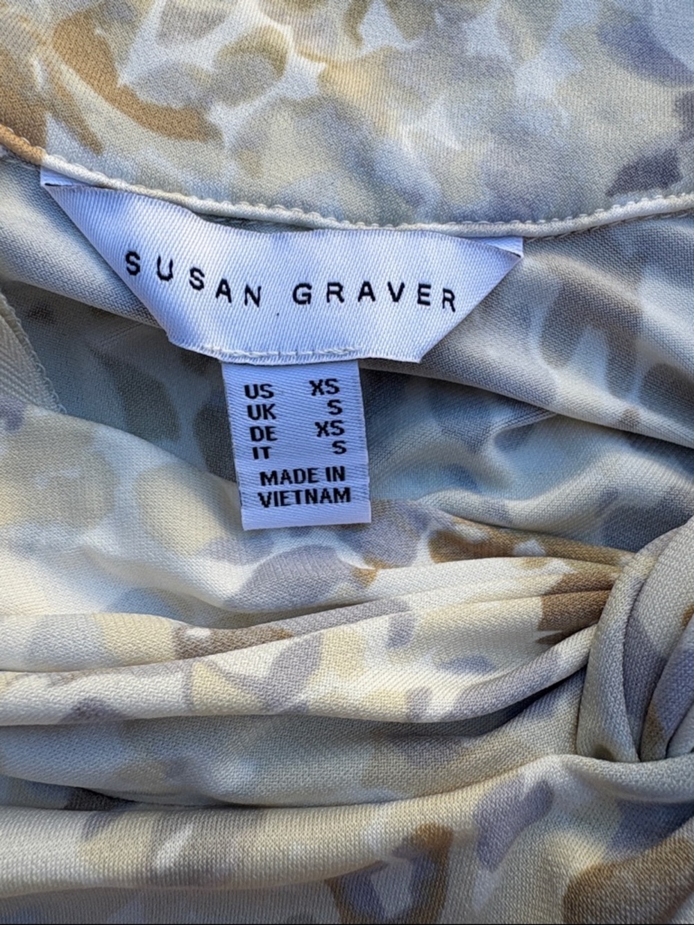 Susan Graver Neutral Animal-Print Twist Front Blouse - Picture 8 of 9